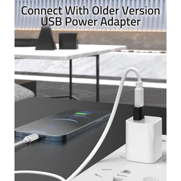 Musta USB C - USB Adapter 3 Pack Yhteensopiva iPhone 13 12 P:n kanssa