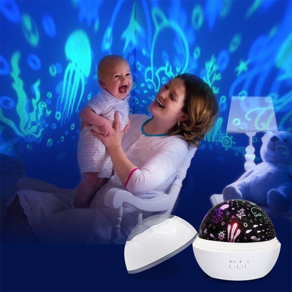 Projektionslampe, 360 Rotation Baby Night Light Projektor med Wh