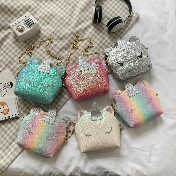 ##/(Hvit) Unicorn Skulderveske Glitter Sekk Lommebok##/