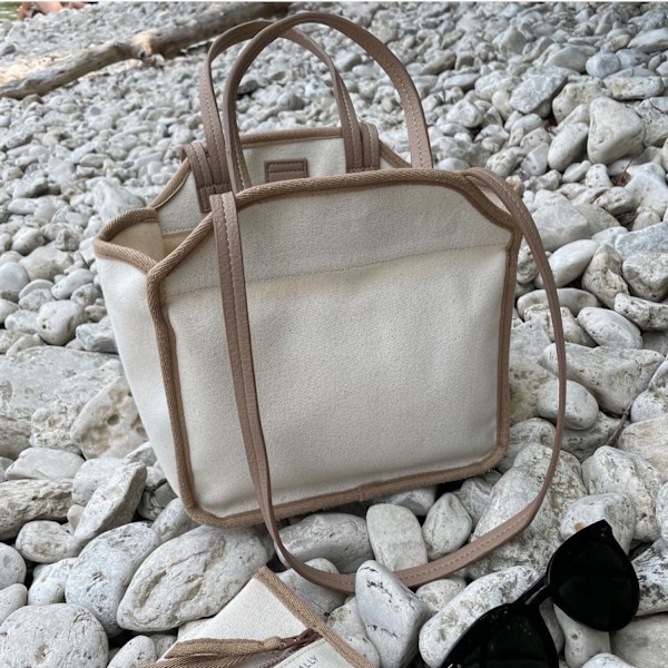 ##/Beige canvas babyväska##/