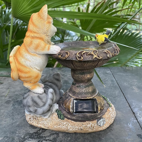 Kattträdgårdsdekoration, Trädgårdsfigurer, Solcellsdrivna Ljus för Utomhus