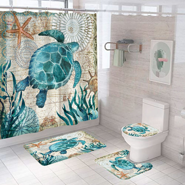 Undervannsverden havskilpadder, dusjforheng i polyester - 180*200CM