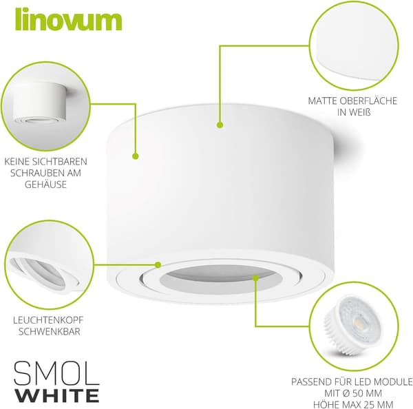 Ultratunt downlight - roterbar, i mattvit