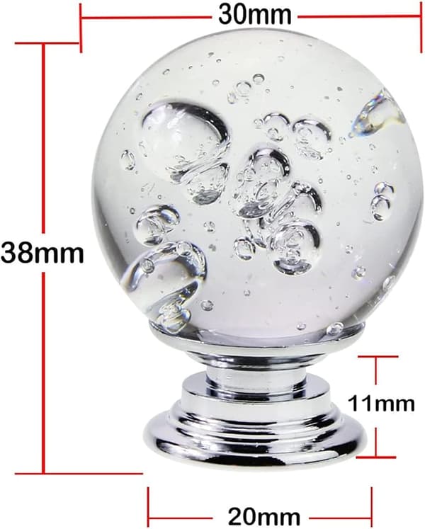 10 Krystal Bubble kugle kabinetsdørgreb (hvid 30mm), hvid c