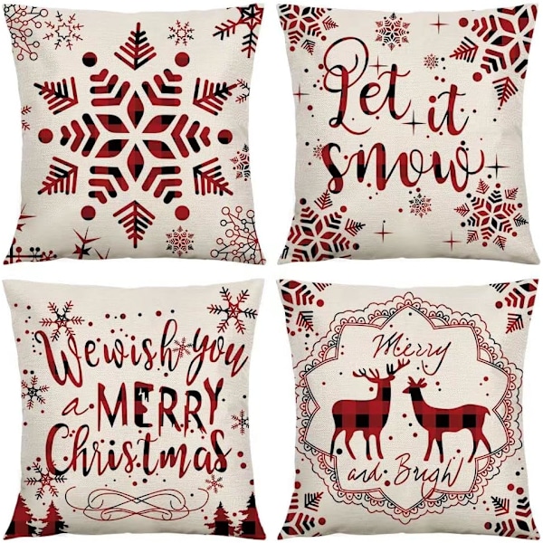 ##/4PCS Christmas Theme Cushion Cover-45*45cm, Snowflake Pillow Cove##/