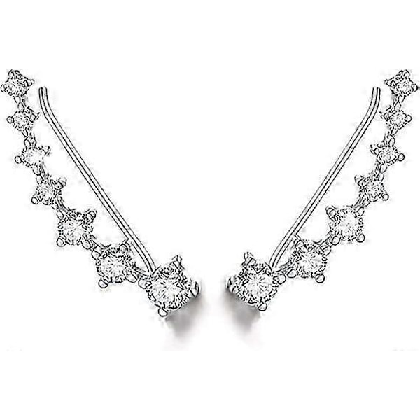 Øredobber for kvinner, 7 krystaller sterling sølvbelagte øredobber, dråpeøredobber med cubic zirconia