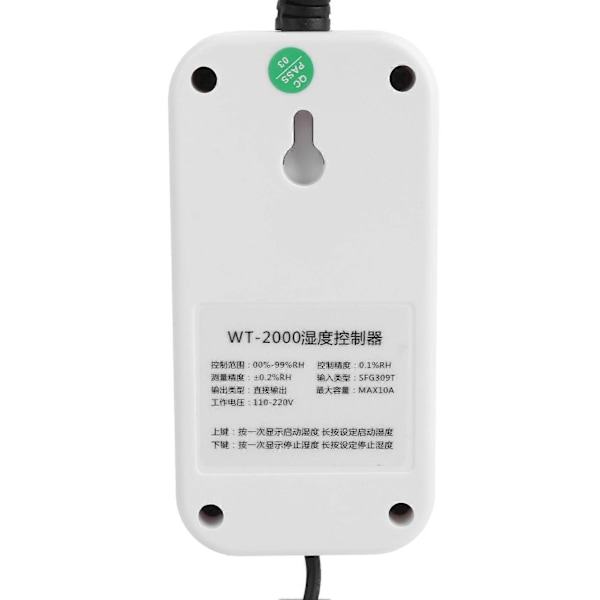 Digital Fuktighetskontroller Fukte Avfukting Bryterkontakt 0%~99%RH WT2000 110220V (US Plugg)
