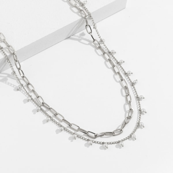 ##/Dubbla magkedjor med fransar (silver)##/