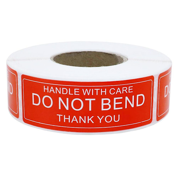 &250Pcs/roll red warning sticker fragile handle with care do not bend 2.5x7.5cm transport packaging remind labels&