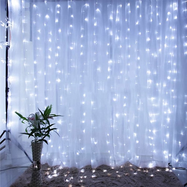 ##/300 LED-verhokkaat - Kylmä valkoinen, 3m*3m, 8 himmennettävää valaistustilaa##/