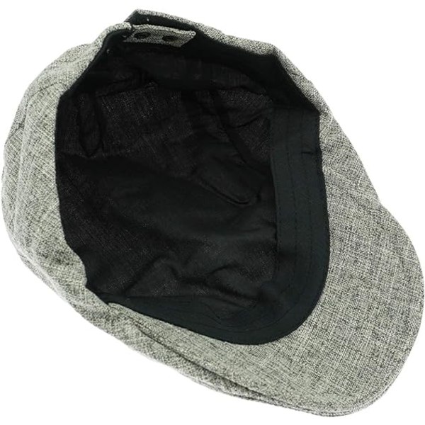 Mænds ren linned flad hat retro andeknappen cap litterær ung m