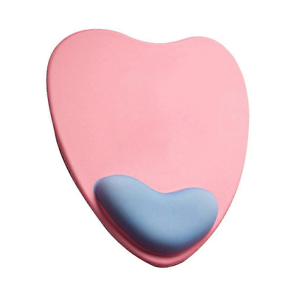 Ergonomisk hjerteformet musemåtte, med gel håndledsstøtte, skridsikker til hjemmekontorbrug pink