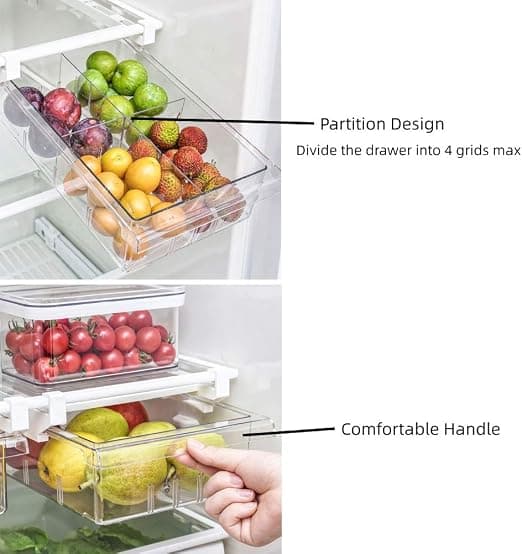 (1 låda Medium) Förvaringslåda för kylskåp Transparent Mat Kylskåpshylla Förvaringslåda Under 1,5 cm