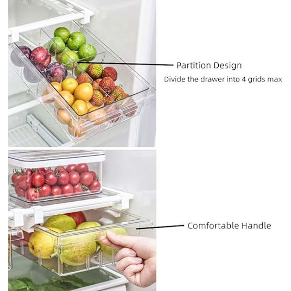 ##/(1 Låda  Medium)Kylförvaringslåda Transparent Mat Kylhylla Förvaringslåda Under 1.5cm##/