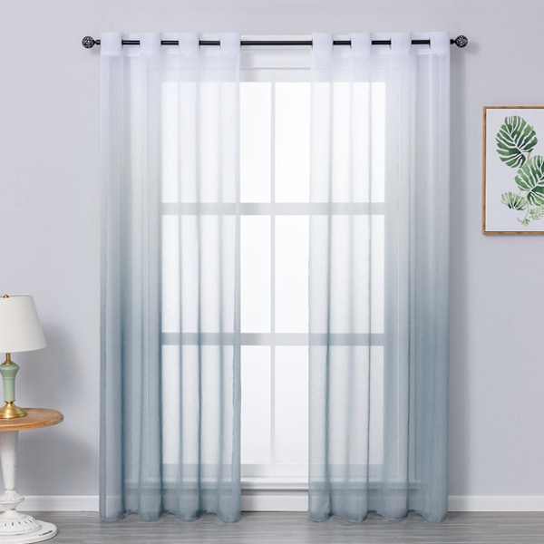 ##/Curtain eyelets (2 pieces) transparent gradient vertical curtain voile##/