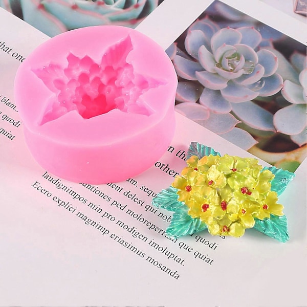 Silikoneform Fødevaregodkendt Non-stick Varmebestandig Hortensia Rose Tulipan Blomsterform Genanvendelig Dekorativ DIY Fondant Chokoladeform Kagedekoration Værktøj A