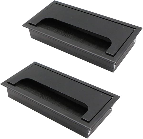 2 st Fyrkantig Kabelgenomföring med Lock 80x160mm för Infälld Montering