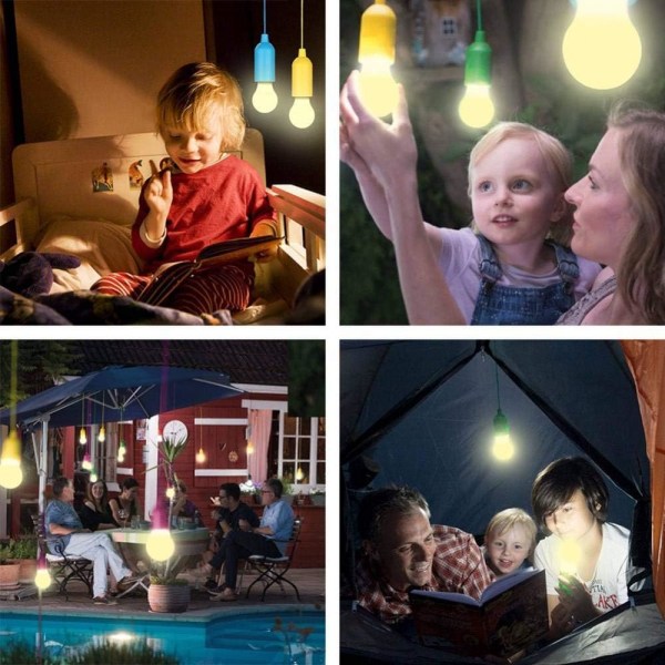 8 stk LED Trækledning Lys, Camping Lanterne Lyspære Bærbar LE