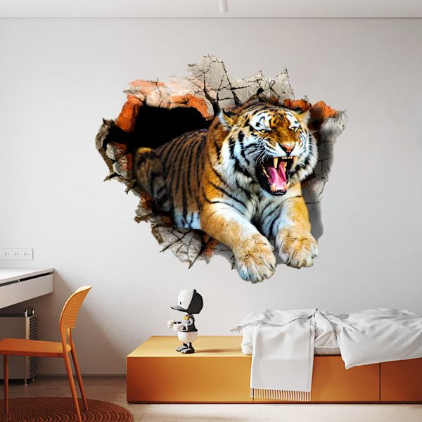 2 stk. Vægmærkat Tiger 3D Vægmærkat Mural Dekaler til B