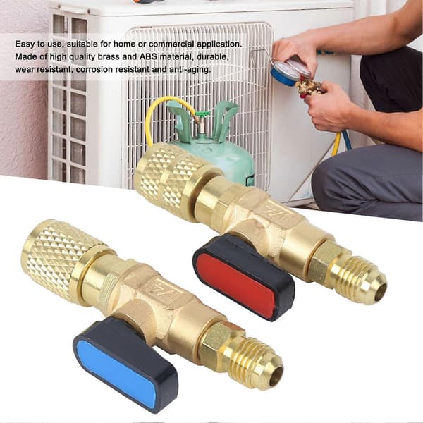Kylmedelsventil Luftkonditionering Laddningsslang Adapter Kulventil för R22 R410A