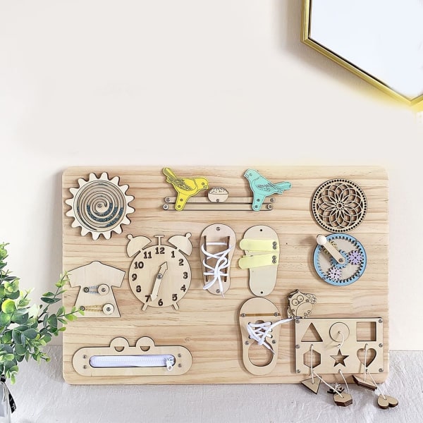 DIY Busy Board Deler Svinghjul Tidlig Utdannende Treleker for