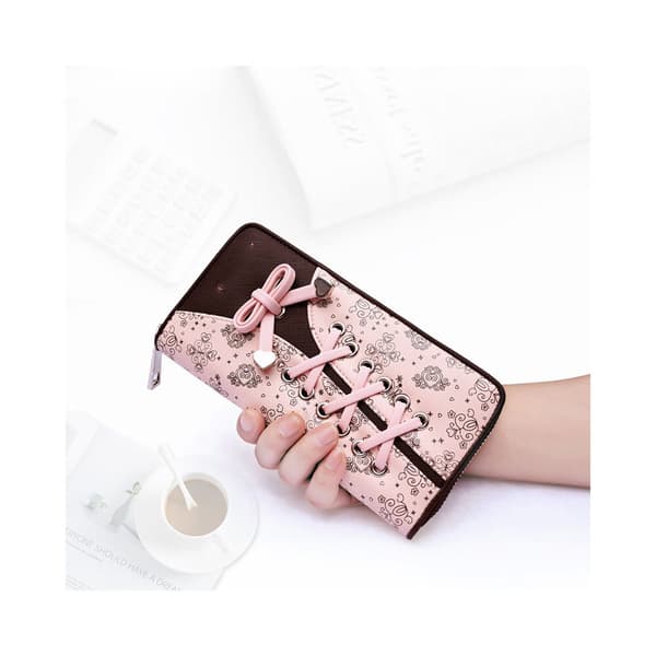 En lyserød damepung 10cm×20cm×3cm Clutch Sød Sløjfe Pung Val