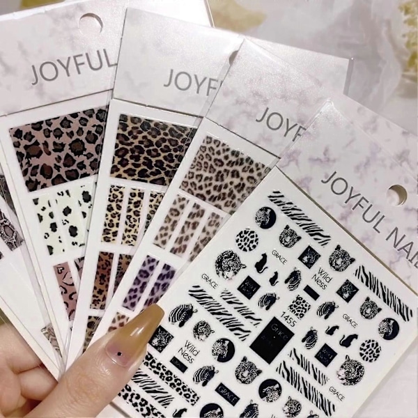 Nagelsticker Levande 3D-effekter Ultratunna Populära Leopard Sliders Konstdekorationer Djurmönster för Manikyr 2
