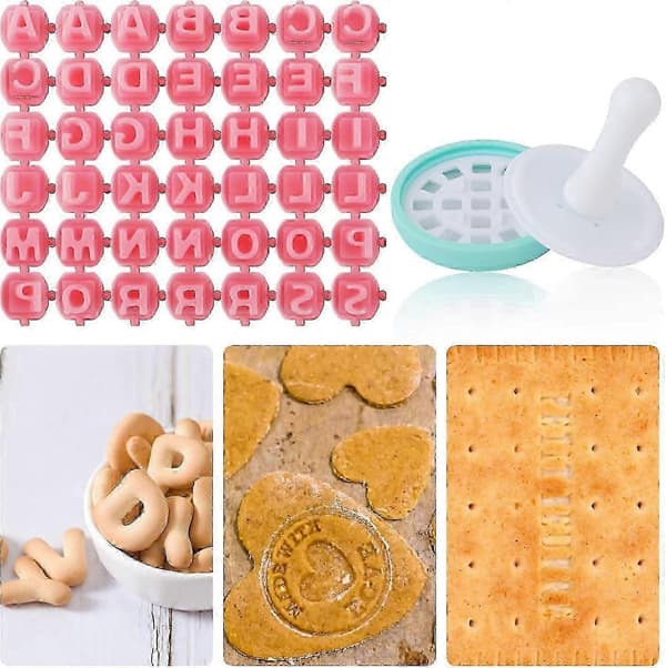 2 st Bokstavs- och sifferstämplar, Plastlerstämplar för Kakor, Kex, Keramik DIY-projekt - Rosa