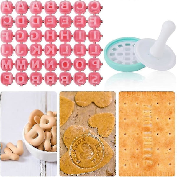 2 stk. bogstav- og talstempler, plastik lerstempler til kager, kiks, keramik DIY-projekter - pink