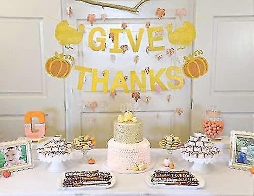 Gi takk-banner, Gull Thanksgiving-banner, Thanksgiving-dekorasjoner
