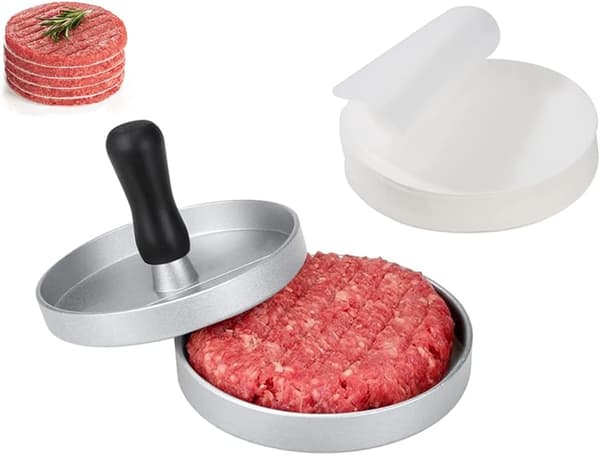 Hamburgerpresse og Patty-papirsett (Svart), Hamburgerpresse, Gri