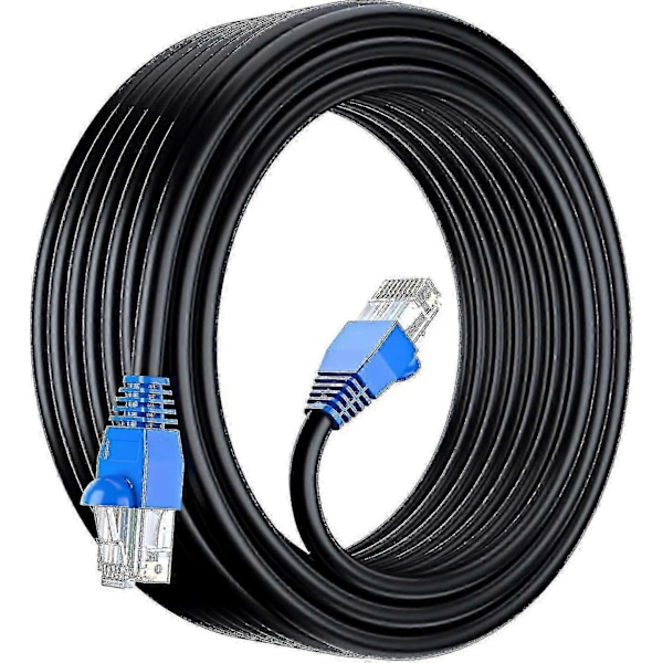 50m Cat6 Utendørs Vanntett Direkte Nedgravbar Ethernet Nettverkskabel - Utp - Cca - 550 Mhz - Svart 50 Meter