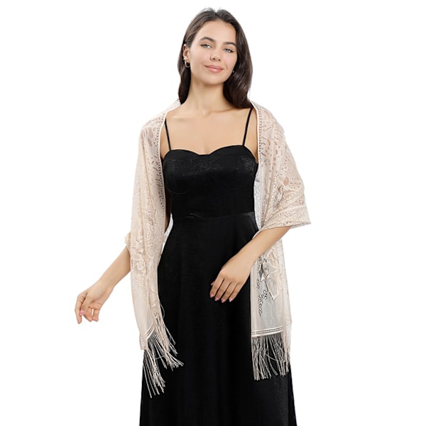 ##/Siden sjal halsduk kvällsklänning chiffong halsdukar poncho damer elegant fransar##/
