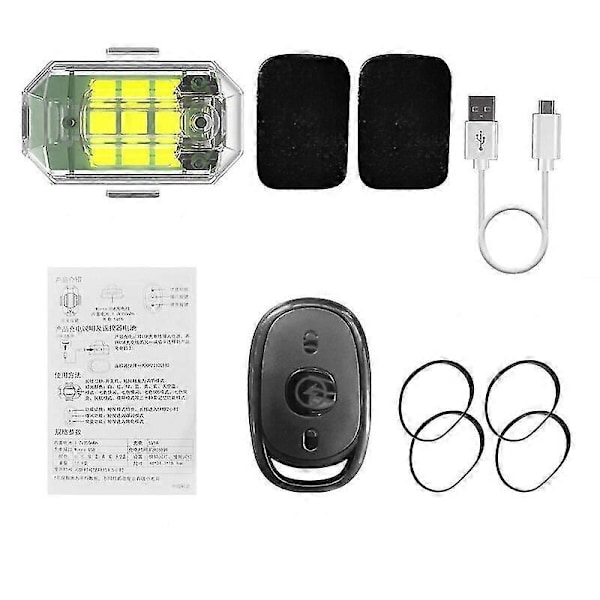 KFPLAN M3 Universal Natflyvning LED Blinklys Trådløs Kontrol Genopladelig Advarselslampe