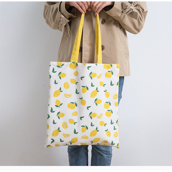 Canvas Tote Bag, 40cm x 36cm (Citron Gul), Shopping Tote Bag S
