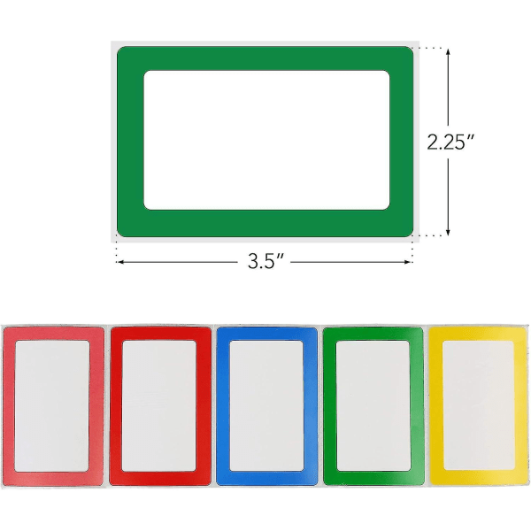 Nimi-tarrat - 300 kpl tyhjiä tarroja, 1 rulla, 5 väriä, 5\" x 25\" - Liimaavat tarrat kouluun, toimistoon ja kotiin