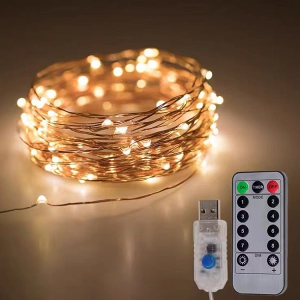 2 pakke Fairy Lights USB-drevet, 5m/16.4ft 50 LED kobbertrådsmikrofon