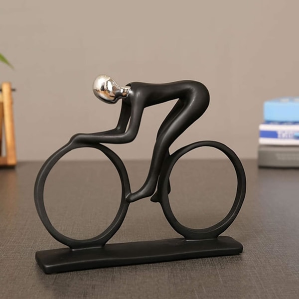 ##/Statue Sort Cykelatlet Skulptur - Moderne Abstrakt Kunst Res##/