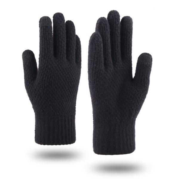 4 par stickade handskar för män på vintern, plysch förtjockade