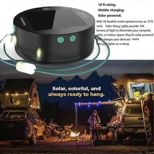 Utendørs Campinglys Solcelle Lyslenke LED Campinglampe Telefonlader Utendørs Gadgets Campingutstyr