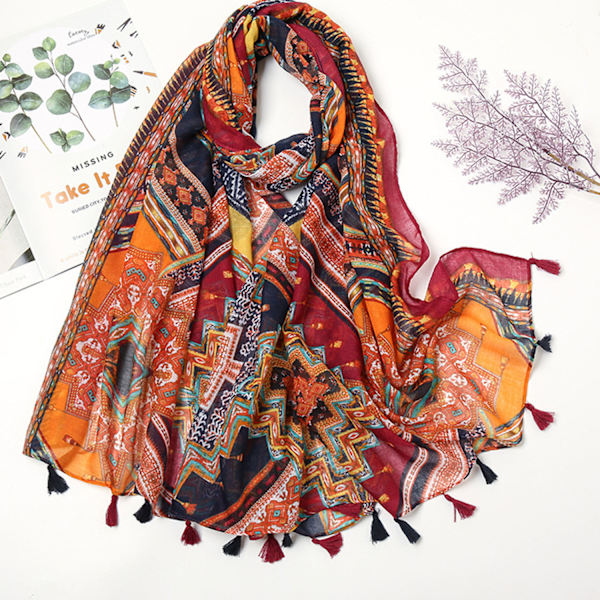 Geometrisk scarf med diamantmönster 180-85cm