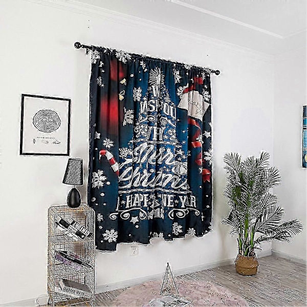 Dekorativt gardin 140x130cm Polyester Snømannmønster - Festlig Aksent