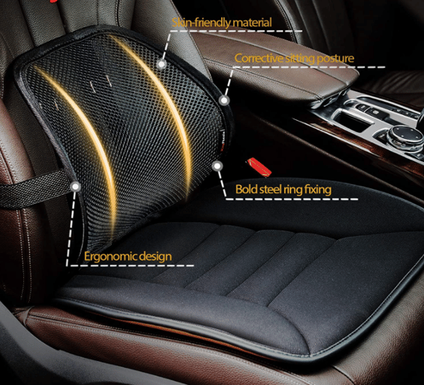 Lannerangan tuki (2 kpl) hengittävällä verkolla autoon, toimistotuoliin