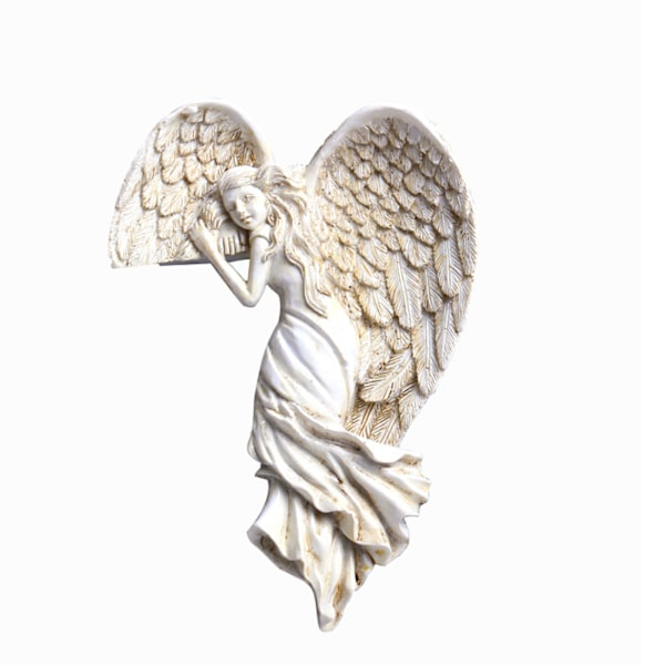 ##/Vægdekoration objekt havefigur siddende fe havedekorationer elver##/