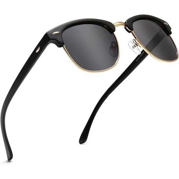 Cornice Nera/ Lente Grigia Polarizzata Retro Round Semi Rimless