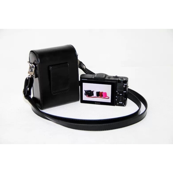 ##/Lærveske med stropp for Sony Cyber-Shot DSC-RX100 VII DSC-RX100 VI DSC-RX100 V DSC-RX100 IV Kamera (kamera ikke inkludert)##/