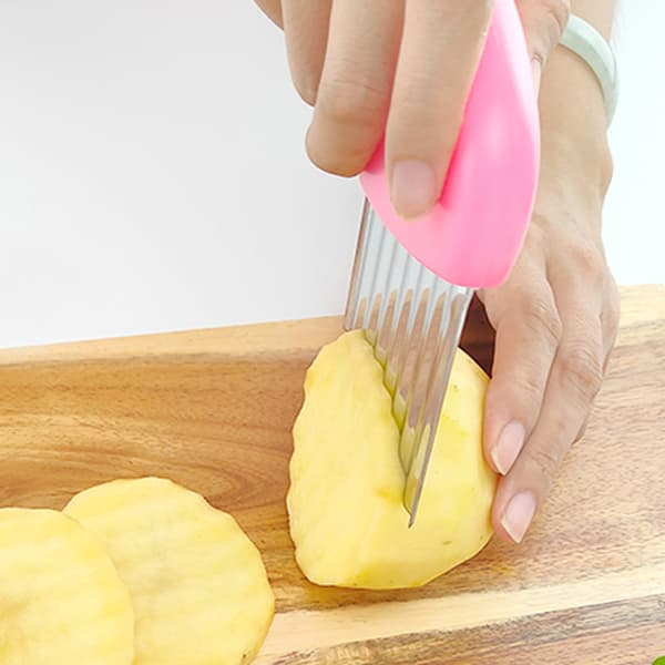 5 st Potatischipskutter i Rostfritt Stål med Vågig Blad Chips Cutter Crin