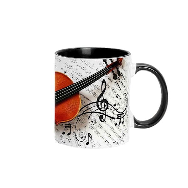 Musikalisk Kaffemugg Keramisk Nyhet Musiknot Kopp Stor 350ml Kapacitet Gitarr Piano Violin Design Varm Dryckesmugg Musikalisk Gåva för Musikälskare Hem D C