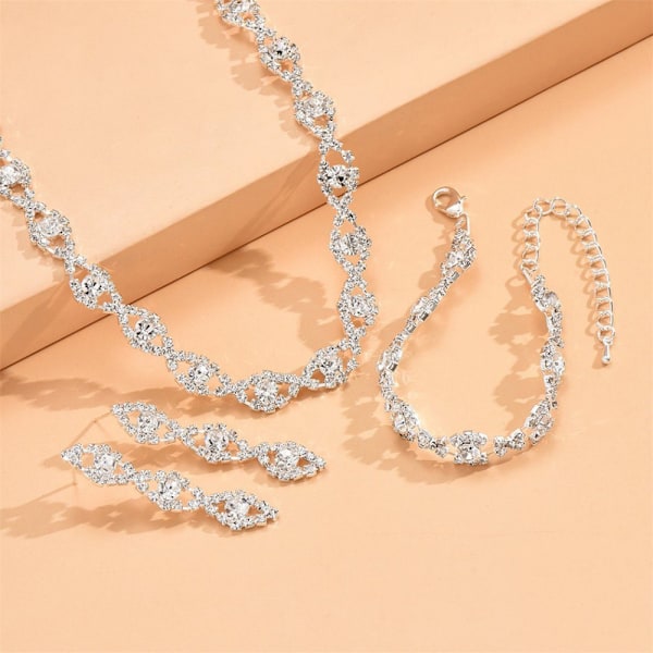 ##/Bröllops smyckesset, strass halsband, armband, örhängen##/