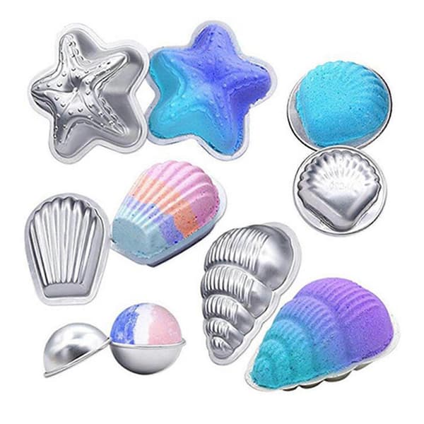 Badebombeformer Geometrisk Form Bærbar Aluminiumlegering Skall Hjerteformet Bakeform for Dessert Hus 5